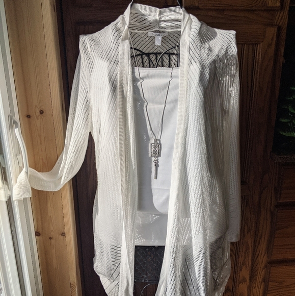 Roz & Ali Sweaters - Roz and Ali semi sheer cardigan.  NWT.  Size L